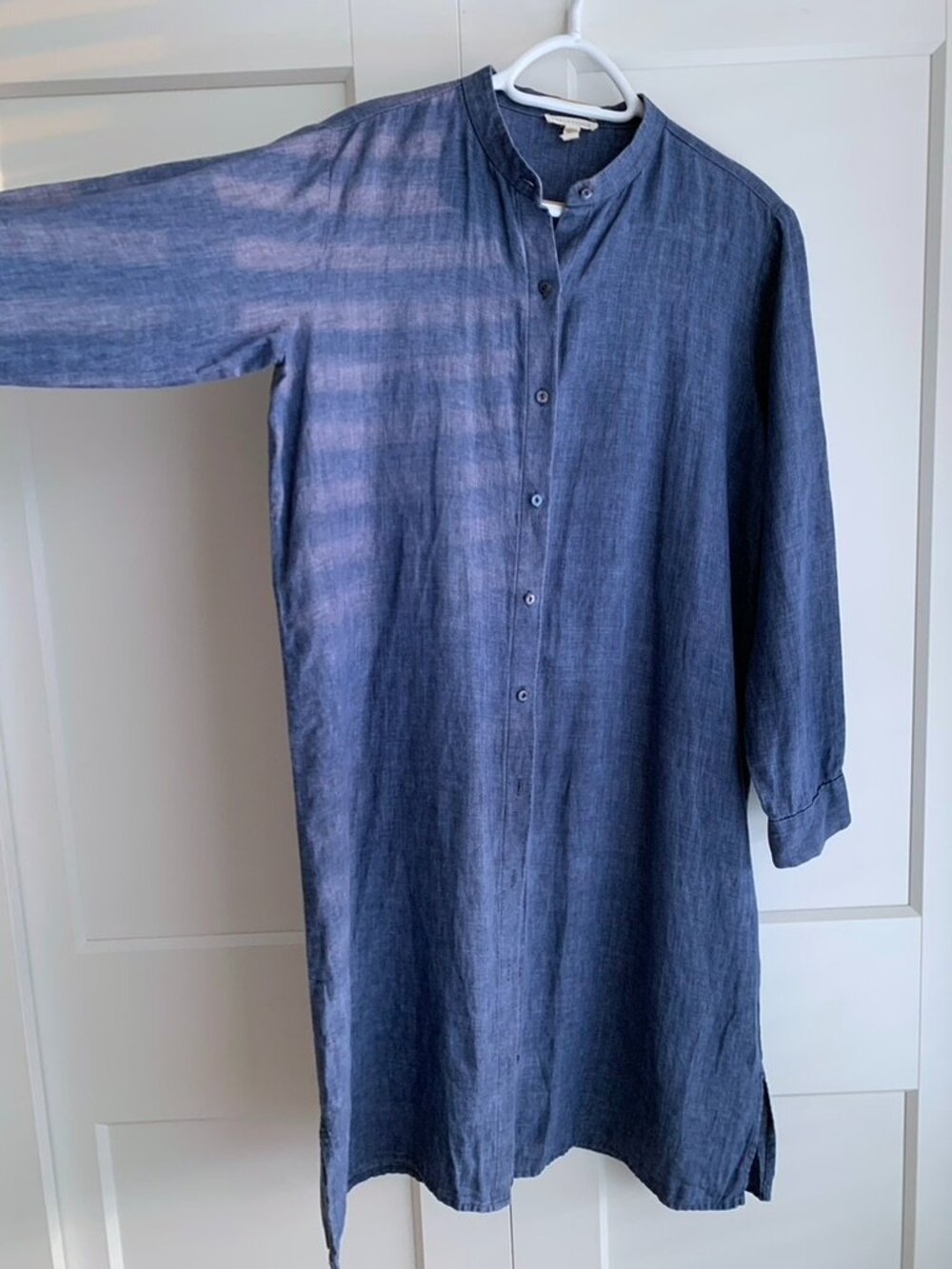 Eileen Fisher Washed organic Linen Delave Shirtdress Size XS Easy Fit - Picture 2 of 11